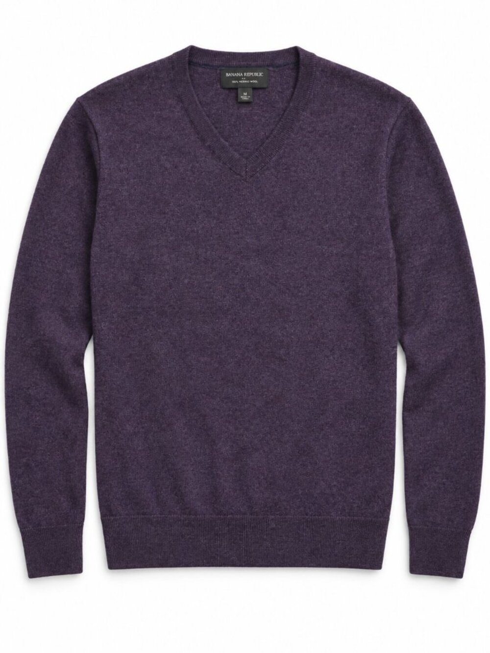 Banana Republic Purple Merino Wool V-Neck Sweater Mens M